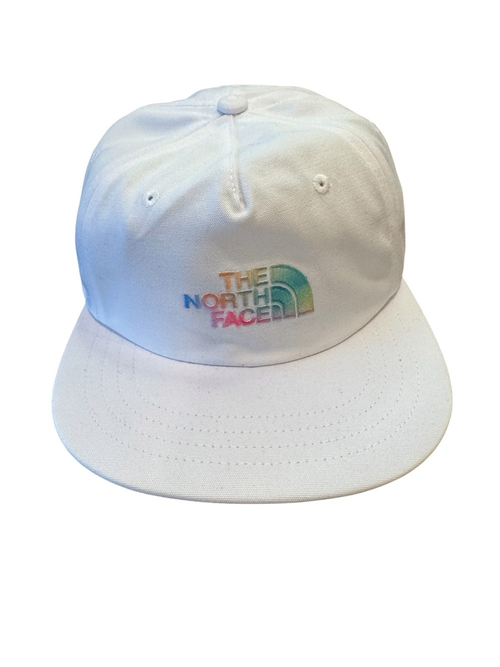 New The North Face White 6 Panel Baseball Cap/Hat Embroidered Pride Graphic